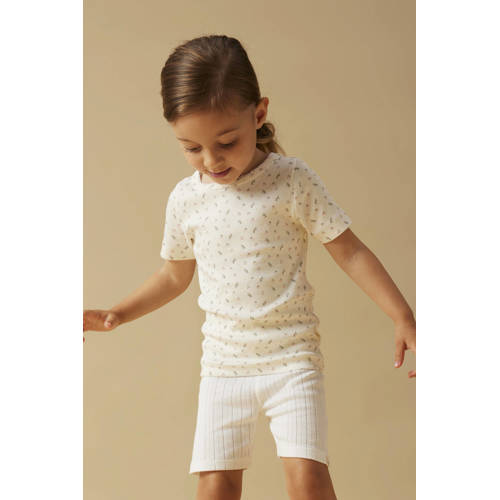 LIL' ATELIER MINI gebloemde T-shirt wit Meisjes Katoen Ronde hals Bloemen - maat 104 afbeelding