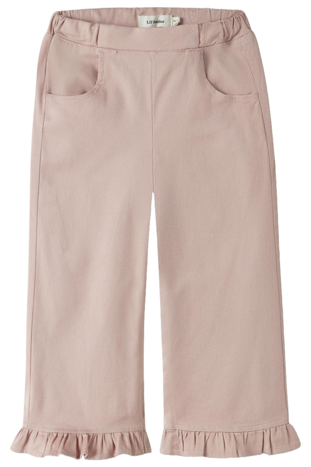 Roze meisjes LIL' ATELIER MINI wide leg casual broek van katoen met effen