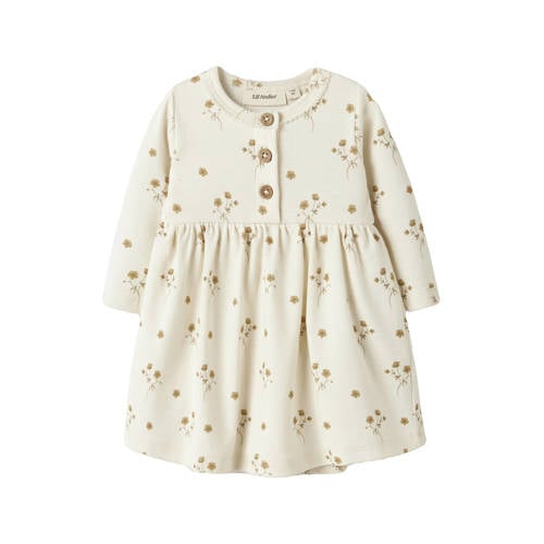 LIL' ATELIER BABY gebloemde korte jurk ecru Meisjes Katoen Ronde hals Bloemen