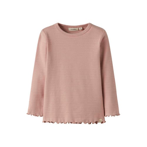 LIL' ATELIER MINI longsleeve roze Meisjes Katoen Ronde hals Effen - maat 122/128 afbeelding