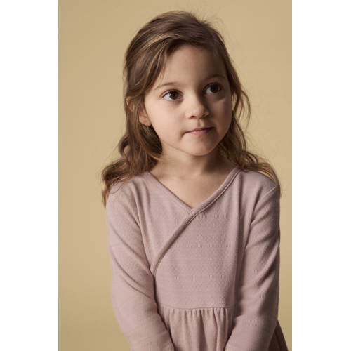 LIL' ATELIER MINI korte jurk roze Meisjes Katoen V-hals Effen