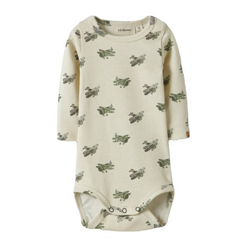 LIL' ATELIER BABY romper ecru Jongens Katoen Ronde hals All over print