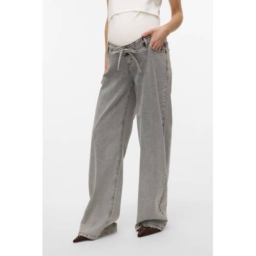 MAMALICIOUS Mlfula zwangerschapskleding wide leg jeans grey denim Grijs - maat 33-34 afbeelding