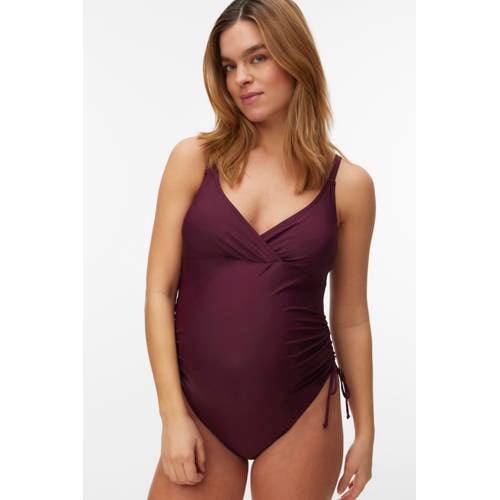 MAMALICIOUS Badpak Paars Dames Polyester Effen - maat XL afbeelding
