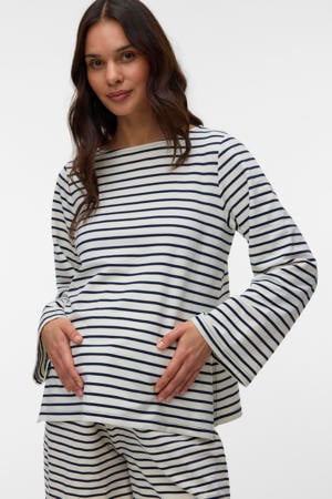 zwangerschaps gestreepte longsleeve donkerblauw