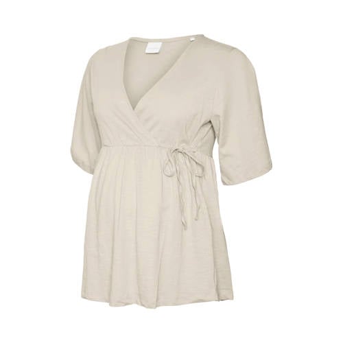 MAMALICIOUS zwangerschaps- en voedings overslagtop beige Dames Katoen V-hals - maat M afbeelding