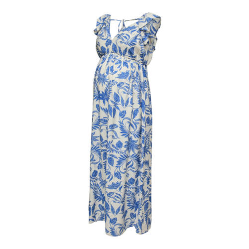 VERO MODA MATERNITY zwangerschaps maxi jurk blauw Dames Viscose V-hals