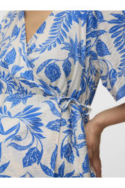 thumbnail: VERO MODA MATERNITY zwangerschaps wikkeljurk blauw/wit