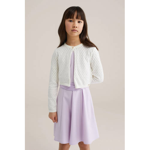 WE Fashion gebreid vest Wit Meisjes Katoen Ronde hals Effen - maat 158/164 afbeelding