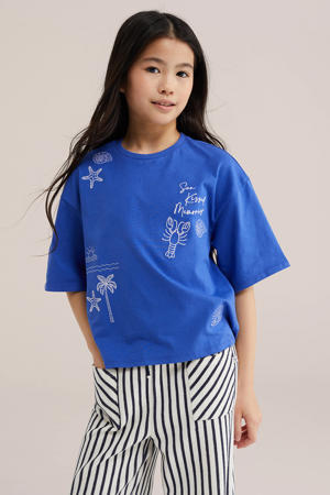 T-shirt kobalt blauw