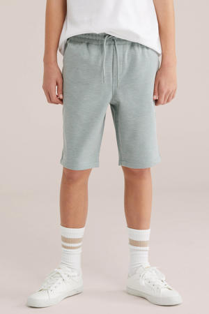 slim chino short grijsblauw