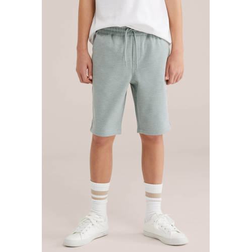 WE Fashion slim chino short grijsblauw Korte broek Jongens Polyester Effen