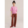 WE Fashion palazzo broek donkerbruin/roze