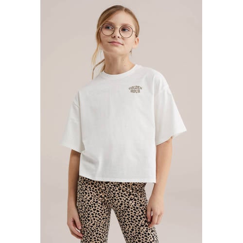 WE Fashion T-shirt met backprint wit Meisjes Katoen Ronde hals Backprint - maat 146/152 afbeelding