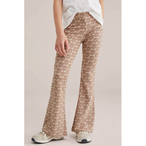 WE Fashion flared legging Beige Meisjes Viscose All over print - maat 140 afbeelding