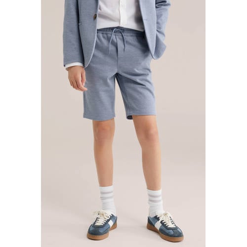 WE Fashion slim chino short blauw Korte broek Jongens Polyester Effen