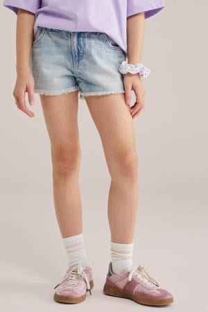 denim straight short light blue denim