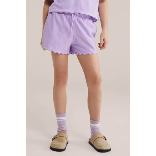 WE Fashion straight casual short lila Korte broek Paars Meisjes Badstof - maat 158/164 afbeelding
