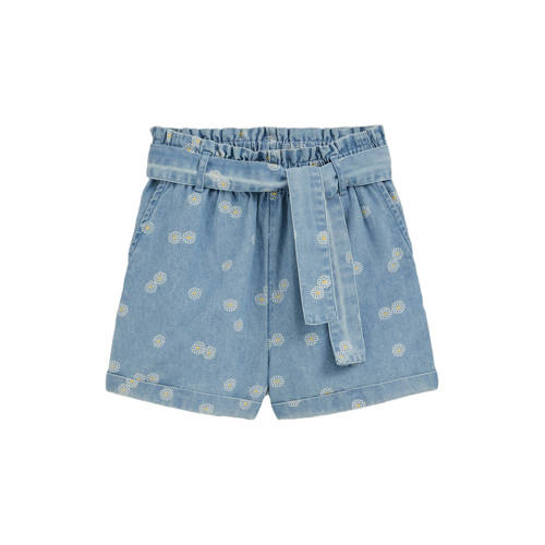 WE Fashion Blue Ridge straight denim short met bloemen medium blue denim Korte broek Blauw - maat 134/140 afbeelding