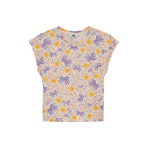 WE Fashion T-shirt beige Meisjes Katoen Ronde hals All over print - maat 170/176 afbeelding