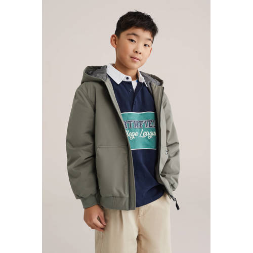 WE Fashion tussenjas groen Jongens Polyester Capuchon Effen - maat 158/164 afbeelding