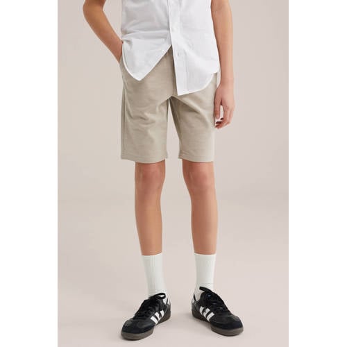 WE Fashion slim chino short beige Korte broek Jongens Polyester Effen