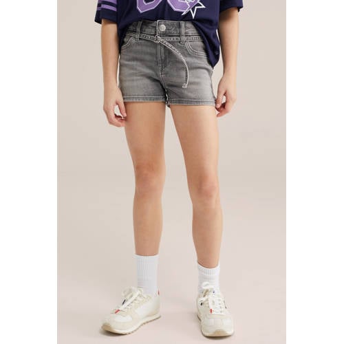 WE Fashion denim slim short grey denim Korte broek Grijs Effen - maat 116 afbeelding