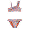 WE Fashion one shoulder bikini met ruches blauw/roze