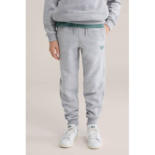 WE Fashion slim sweatpants grijs melange Broek Gemêleerd