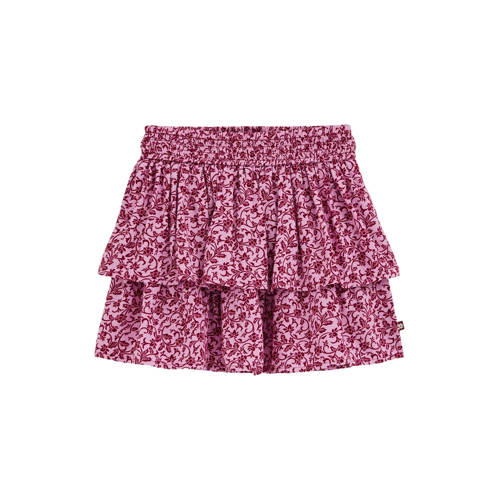 WE Fashion gebloemde midi rok strokenrok roze Meisjes Viscose Bloemen - maat 98/104 afbeelding