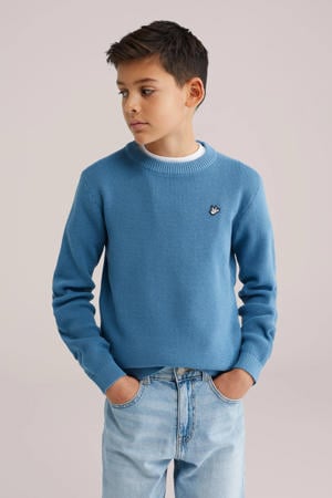 trui fijn gebreid blauw