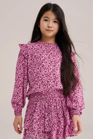 gebloemde blousetop roze
