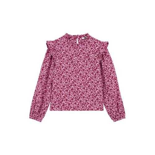 WE Fashion gebloemde blousetop roze Meisjes Viscose Ronde hals Bloemen - maat 110/116 afbeelding