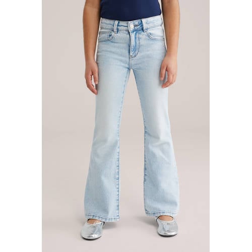 WE Fashion flared jeans light blue denim Effen - maat 176 afbeelding
