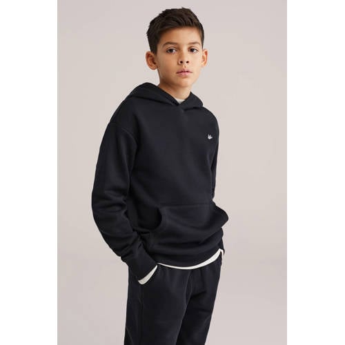 WE Fashion hoodie zwart Sweater Effen - maat 122/128 afbeelding