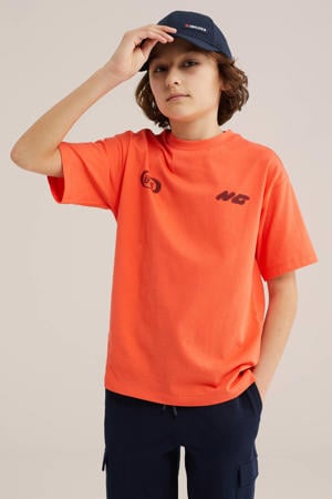 T-shirt met backprint oranje