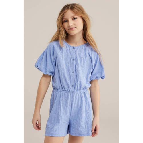 WE Fashion playsuit blauw Meisjes Katoen Ronde hals Effen - maat 170/176 afbeelding