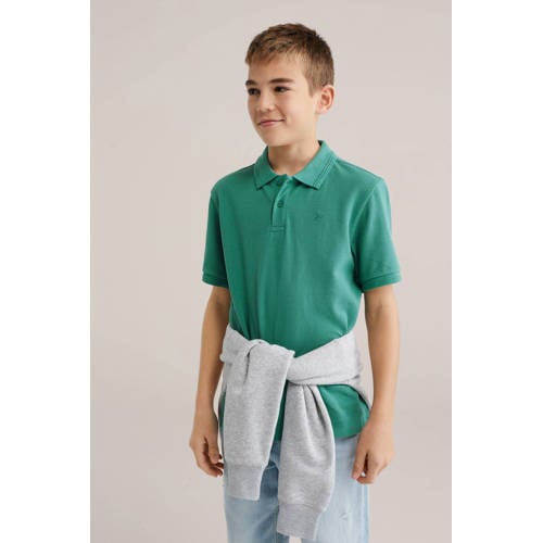 WE Fashion polo groen Jongens Katoen Polokraag Effen