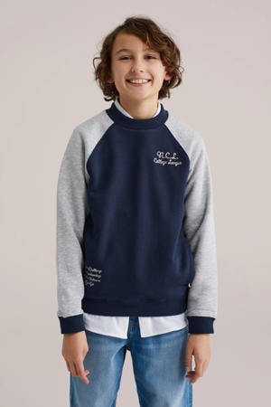 sweater met backprint donkerblauw