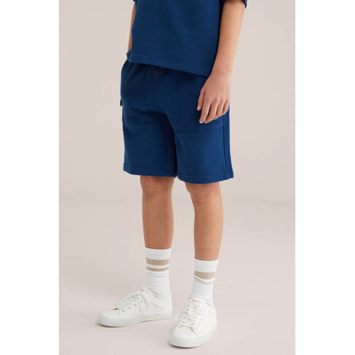 WE Fashion sweatshort donkerblauw Korte broek Effen - maat 146 afbeelding