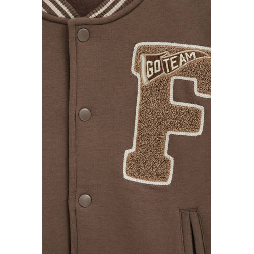 WE Fashion bomberjack bruin Jas Jongens Katoen Ronde hals Backprint