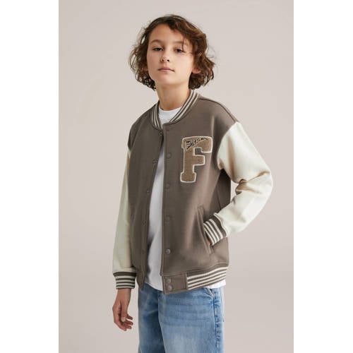 WE Fashion bomberjack bruin Jas Jongens Katoen Ronde hals Backprint - maat 170/176 afbeelding