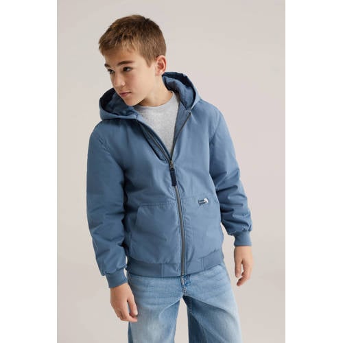 WE Fashion tussenjas blauw Jongens Polyester Capuchon Effen - maat 110/116 afbeelding