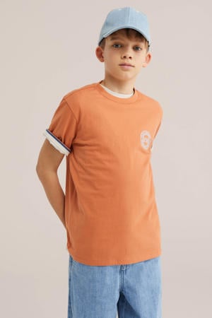 T-shirt met backprint oranje