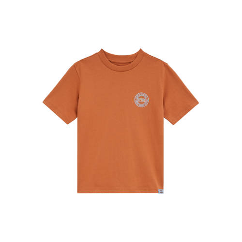 WE Fashion T-shirt met backprint oranje Jongens Katoen Ronde hals Backprint - maat 134/140 afbeelding