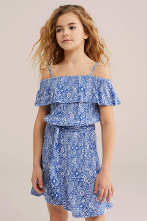 off shoulder jurk blauw