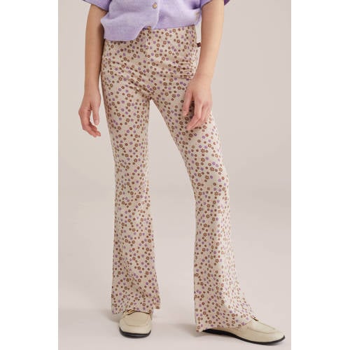 WE Fashion flared legging Beige Meisjes Viscose All over print - maat 98 afbeelding