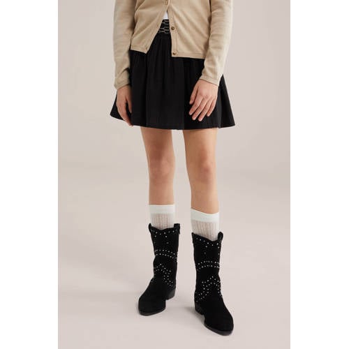 WE Fashion korte rok zwart Meisjes Katoen Effen