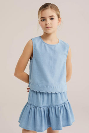 mouwloze top blauw