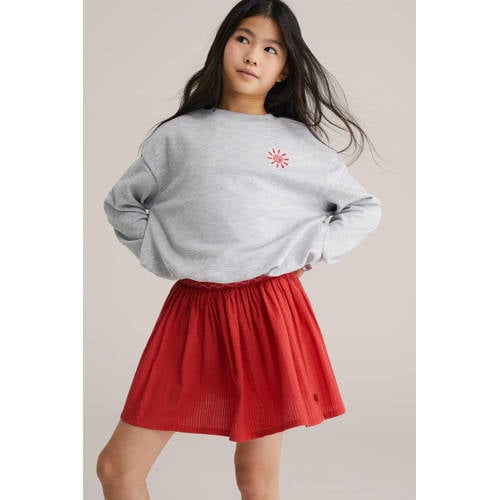 WE Fashion korte rok rood Meisjes Katoen Effen